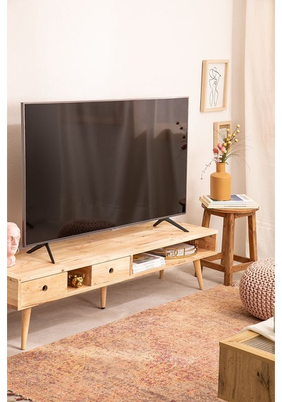 Ayarlanabilir Raysız Çekmeceli Ahşap Modern Tv Ünitesi Ceviz