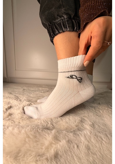 Ozzy Socks 3 Çift Kadın Taş Detaylı Dikişsiz & Takviyeli Patik Çorap Turkuaz