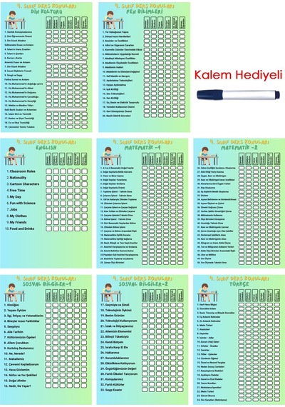 İlkokul 4.sınıf Ders Takip Programı - Kalem Hediyeli Erkek