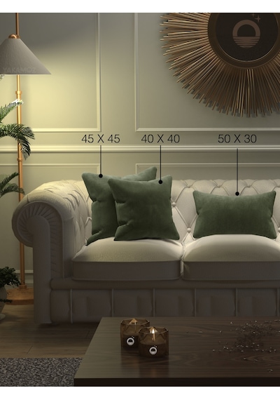 Çağla Yeşili Kırlent , Yastık Kılıfı Kadife Görünümlü Velvet Touch Serisi Çağla Yeşili
