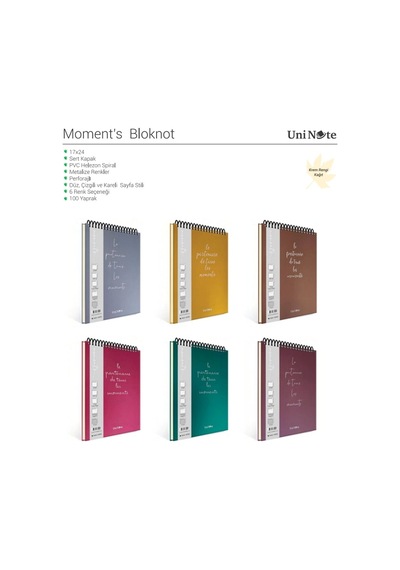 Çınar Moment's Spiralli Bloknot 17x24 Kareli 100 Yaprak 78022