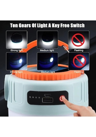 Solar Led Kamp Lambası Çok Renkli