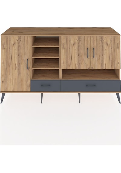 Kronos Konsol 8 Raflı 2 Çekmeceli 3 Kapaklı 176x59x99 Çam-çam/ant Çam-çam/antrasit