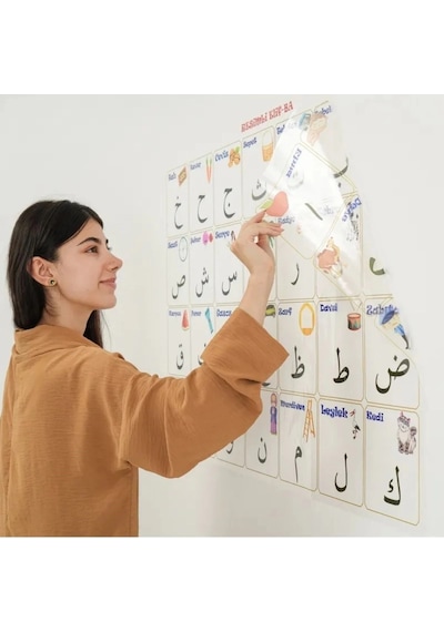 70x100 Cm Statik Kağıt Elif-ba Öğrenme Tahtası Beyaz