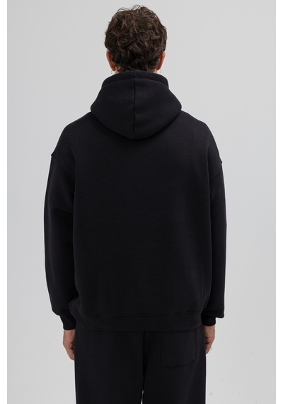 Vamos Basic Oversize Kapüşonlu Sweatshirt Siyah