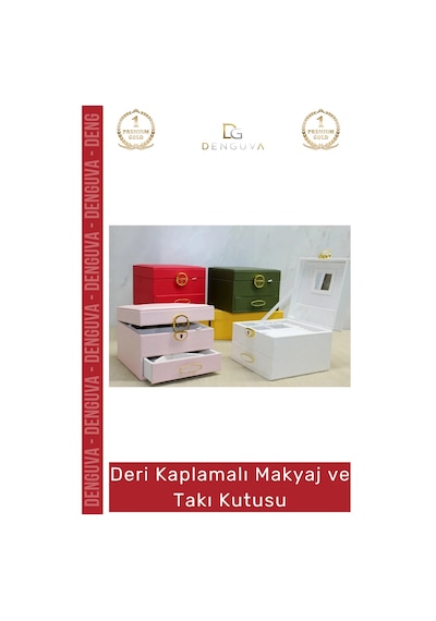 Takıkutusu Lüks Şık Organizer Takı Çantası Modern Saklama Kutusu Deri Kaplamalı Makyaj Takı Kutusu