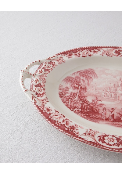 English Home Preston Stoneware Kayık Tabak 36 Cm Bordo Bordo