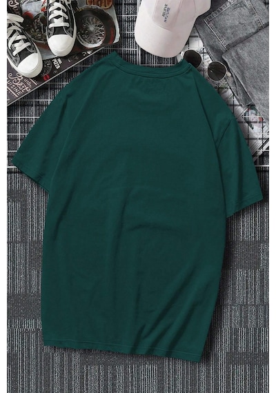 Erkek Milano Baskılı Oversize Tshirt Yeşil