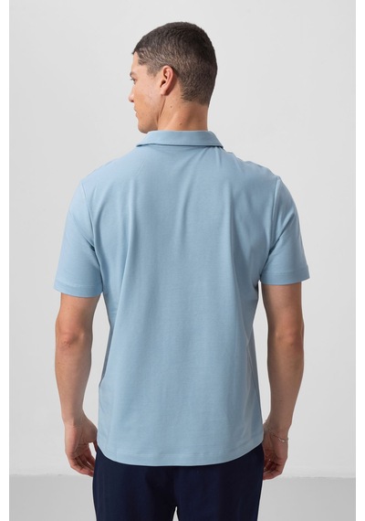 Tommylife Tommy Life Buz Mavi Basic Göğüs Logolu Standart Kalıp Triko Polo Yaka Erkek T-shirt - 87768 Buz Mavi