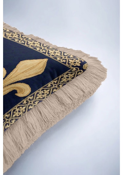 Barok Saray Motifli Lüx Saçaklı Yastık Kılıfı-fransız Üçlü Krem Renkli Püsküllü Kırlent Kılıfı Yosunlu Gök Mavisi Barok Saray Motifli Lüx Saçaklı Yastık Kılıfı-fransız Üçlü Krem Renkli Püsküllü Kırlent Kılıfı Yosunlu Gök Mavisi