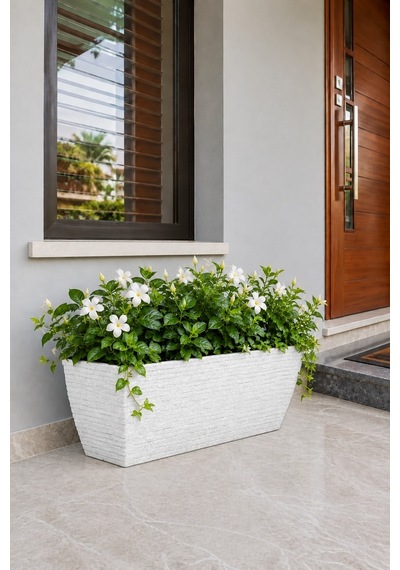 Bostann Dekoratif Saksı - Kalına 190 - 60l - Beyaz