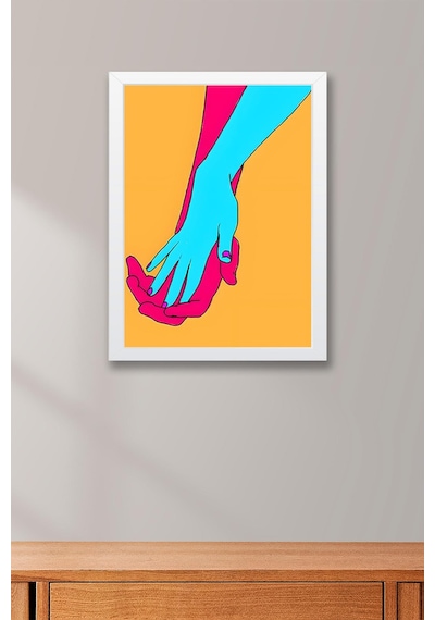 El Ele Tutuşan Eller Çerçeveli Tablo - Pop Art Poster Tablo