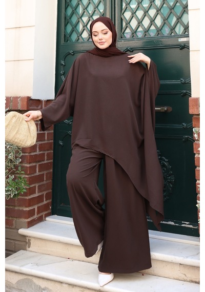 Balenbi Kadın Linda Kumaş Asimetrik Tunik Bol Paça Pantolon Oversize Tesettür Takım 1231 Acı Kahverengi Balenbi Kadın Linda Kumaş Asimetrik Tunik Bol Paça Pantolon Oversize Tesettür Takım 1231 Acı Kahverengi