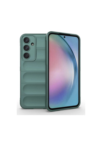 Samsung Galaxy Uyumlu A55 Kılıf Esnek Tpu Oyuklu Arka Yüzey Tasarımlı Zore Etnik Silikon Kapak Koyu Yeşil