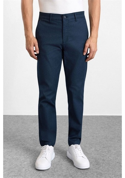 Süvari Lacivert Slim Düz Armürlü Normal Bel Casual Pantolon Spn2020500019-m09