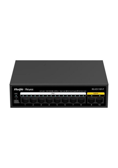 Reyee Rg-es110f-p 8 Port 10/100 + 2x 10/100 Rj45 Uplınk Metal Kasa 110w Poe Swıtch