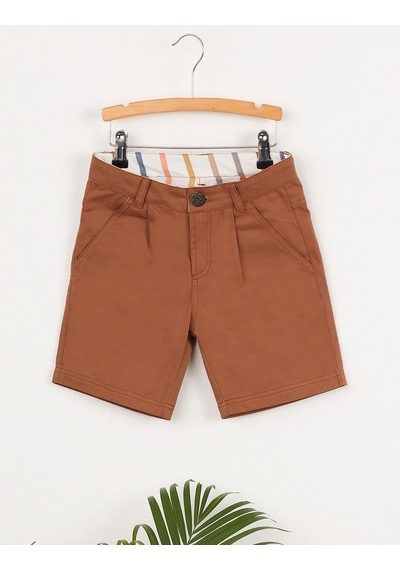 Denokids Ollie&Olla Kahverengi Erkek Çocuk Gabardin Şort Çok Renkli