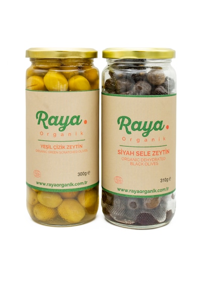 Organik Yeşil Zeytin Ve Siyah Zeytin 2 Li Set 500 Cc 300 G