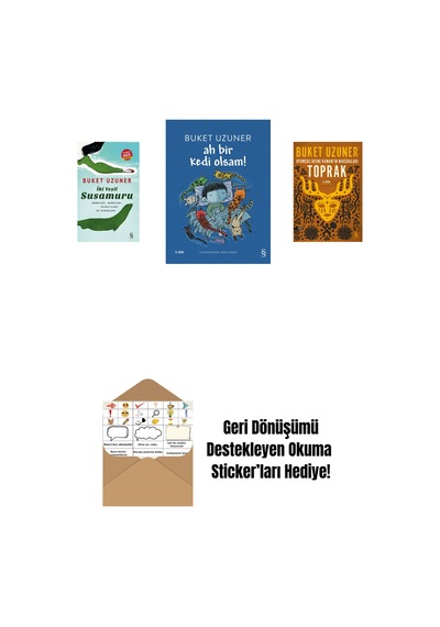 İki Yeşil Su Susamuru Midi Boy + Ah Bir Kedi Olsam + Uyumsuz Defne Kaman'ın Maceraları - Toprak + Okuma Sticker'ları