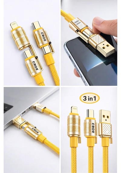 4in1 Hızlı Şarj Ve Data Kablosu Type-c / Lightning / Micro Usb Pl-8631 5570 Diğer