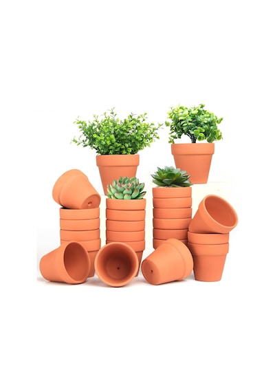 Terra Cotta Saksı, 24'lü Paket 7,5 Cm Mini Kil Saksı, Drenaj Delikli Kaktüs Çiçek Kreş Pişmiş Toprak Saksılar İç/dış Mekan Etli Bitkiler İçin, El Sanatları, Düğün Hediyesi