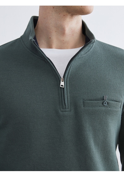LC Waikiki Lc Waıkıkı Yeşil Fermuarlı Dik Yaka Erkek Sweatshirt