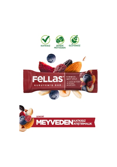 Kırmızı Meyveli Kuruyemiş Bar 30g x12 Adet