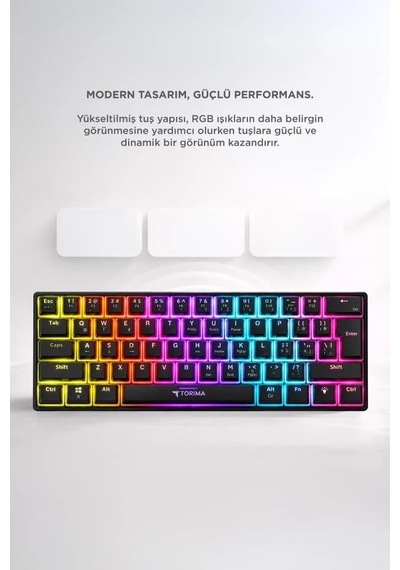 Masa Üstü Ofis Gereci Donanım Parçası Kablolu Klavye Rgb Işıklı Mekanik Q Klavye Tk04 Siyah