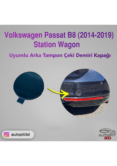 Volkswagen Passat B8 2014-2019 Station Wagon Uyumlu Arka Tampon Çeki Demiri Kapağı