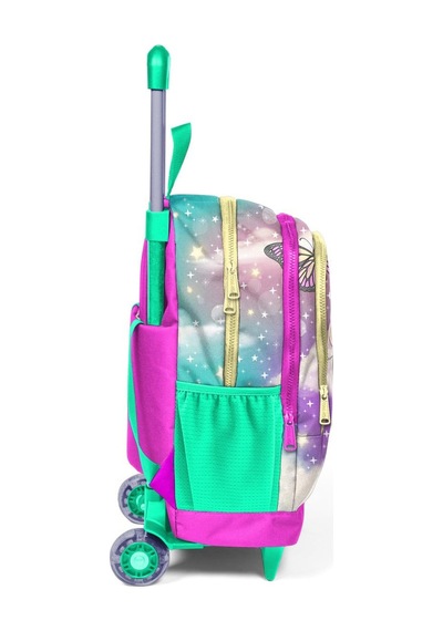 Coral High Kids Pembe Su Yeşili Unicornlu Kız Desenli Üç Bölmeli Çekçekli Okul Sırt Çantası 23933