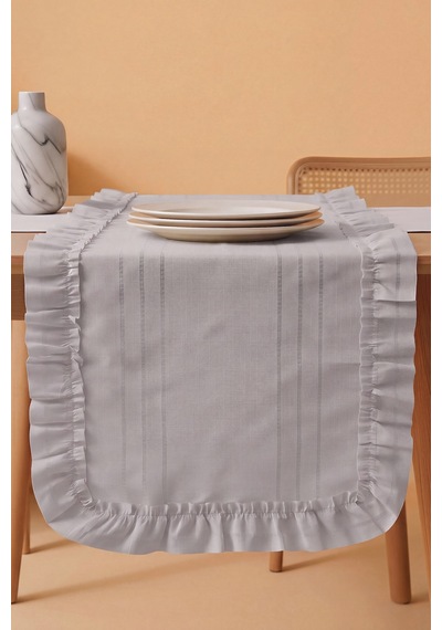 Gri Fırfırlı Colber Runner 45x115 Cm