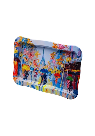 Ef165-q2 Rain Paris Desenli Dikdörtgen Tepsi 24x36 Cm Desenli