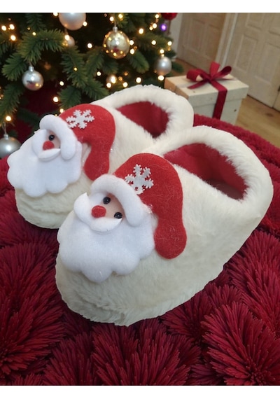 Huzurlu Adımlar Beyaz Noel Baba Panduf