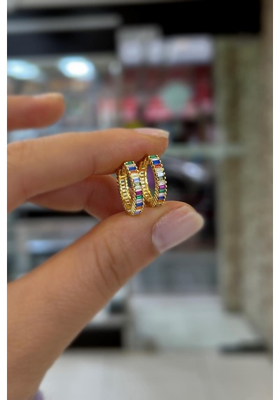 Gümüş Renkli Baget Taşlı 12 Mm Küpe Hr1512z3 Diğer