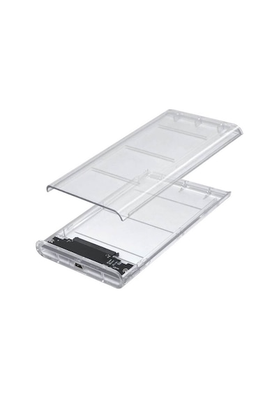 Wozlo 2.5 İnç Sata Usb 2.0 Harddisk Kutusu - Şeffaf - Mini Usb