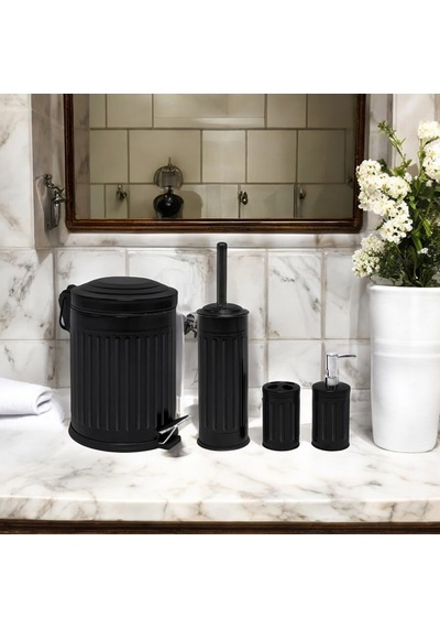 Bath Vintage 4'lü Banyo Seti - Siyah Çok renkli