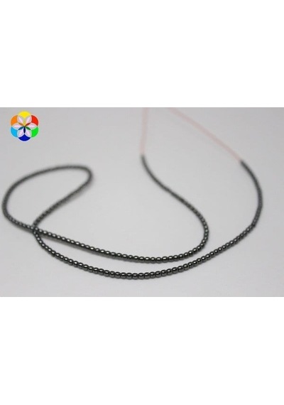 Yasam Tohumu Hematit Taşı Yarım Dizi 2 MM Küçük Delikli 17 CM Gümüş