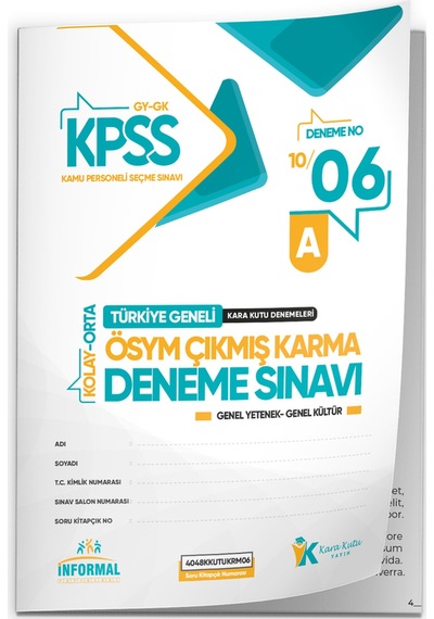 2026 Kpss ÖSYM Arşivi Çıkmış Soru Karma Genel Yetenek Genel Kültür D. Çözümlü Deneme 10/6.kitapçık
