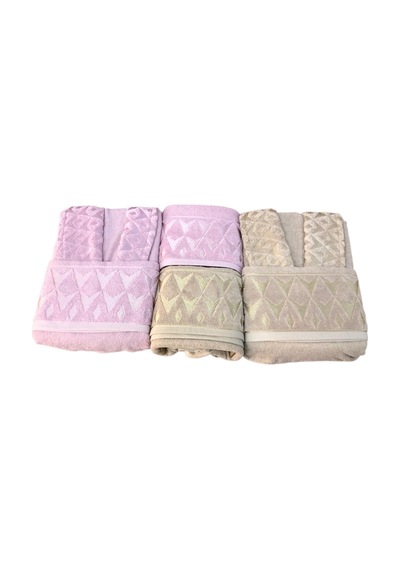 Royam Cotton Paris Jakarlı Pamuklu 6 Parça Aile Bornoz Seti Bej