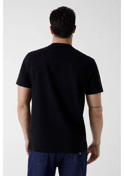 Guess Cn Ss Guess Logo Contrast Stıt Siyah Erkek T-shirt M6gı16k3032-jblk