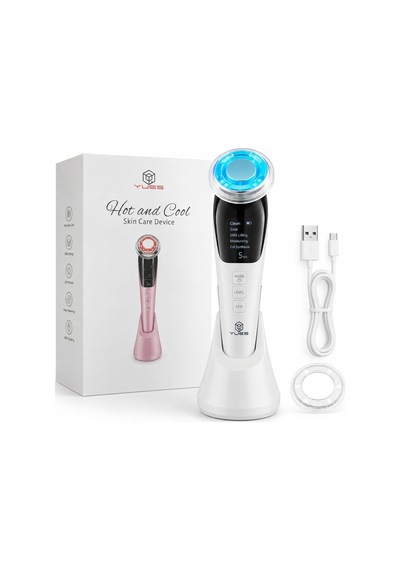 Hot & Cool Ems Cilt Bakım Cihazı, Sıcak Soğuk Yüz Masaj Aleti, Led Işık Destekli, Mikro Titreşimli, Şarjlı Yüz Bakım Cihazı, Temizleme, Nemlendirme Ve Bakım Modları, Model D818