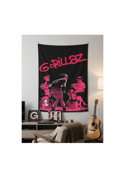 Owl Bag Gorillaz Music Group Desenli Tasarım Duvar Halısı
