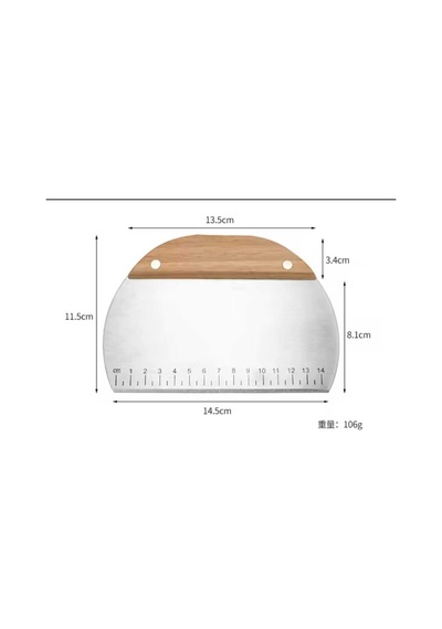 Oval Ölçülü Bambu Saplı Hamur Spatula Şekillendirici Kazıyıcı Kesici Paslanmaz Çelik 14,5 Cm Çelik K Diğer