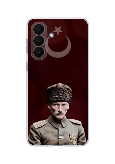 Samsung Galaxy A27 Uyumlu Ay Yıldız Ve Başkomutan Atatürk Baskılı Silikon Kılıf Renkli