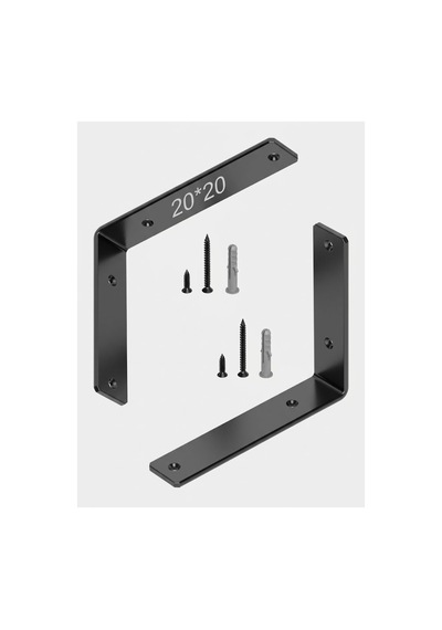 20x20 Cm Siyah Metal L Raf Braketi Ağır Hizmet Tipi Dik Açı Destek Konsolu 2 Adet / Set - Siyah