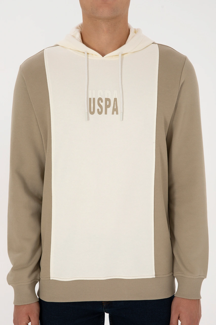 U.S. Polo Assn. Erkek Regular Fit Kapüşonlu Açık Haki Sweatshirt 50316365-VR183