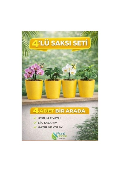 Dekoratif Sarı Orkide Saksısı - 4 Adet Set  12 Pot Üretim Saksısına Uygun Kaliteli Ürün