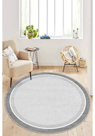 West Home Makinede Yıkanabilir Kaymaz Taban Leke Tutmaz Daire Gri Mutfak Halısı Salon Halısı Ve Yolluk