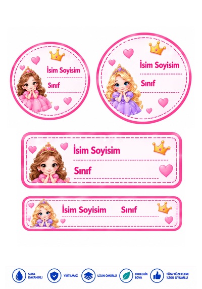 Okul Etiketi 235 Adet Kişiye Özel İsim Yazılabilen Sticker Çok Renkli