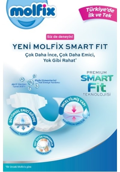 Molfix Premium Smart Fit Bebek Bezi Midi 3 No 188 Li PKT.MOLFIX.113 3 Numara